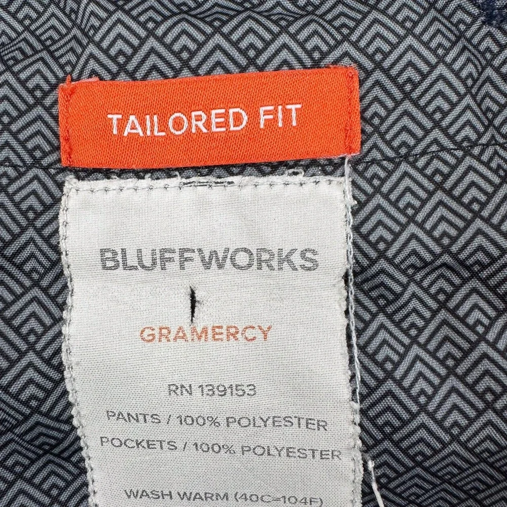 Bluffworks Gramercy Dress Pants Mens 31x29‎ Blue Slim Microfiber Travel Office